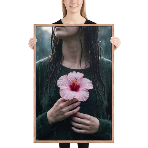 Hibiscus in Rain Unique Contemporary Mega Print | Frameifi