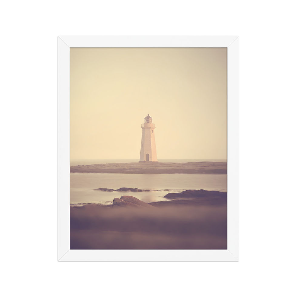 Thumbnail: Distant Lighthouse Coastal Cottagecore Art Print