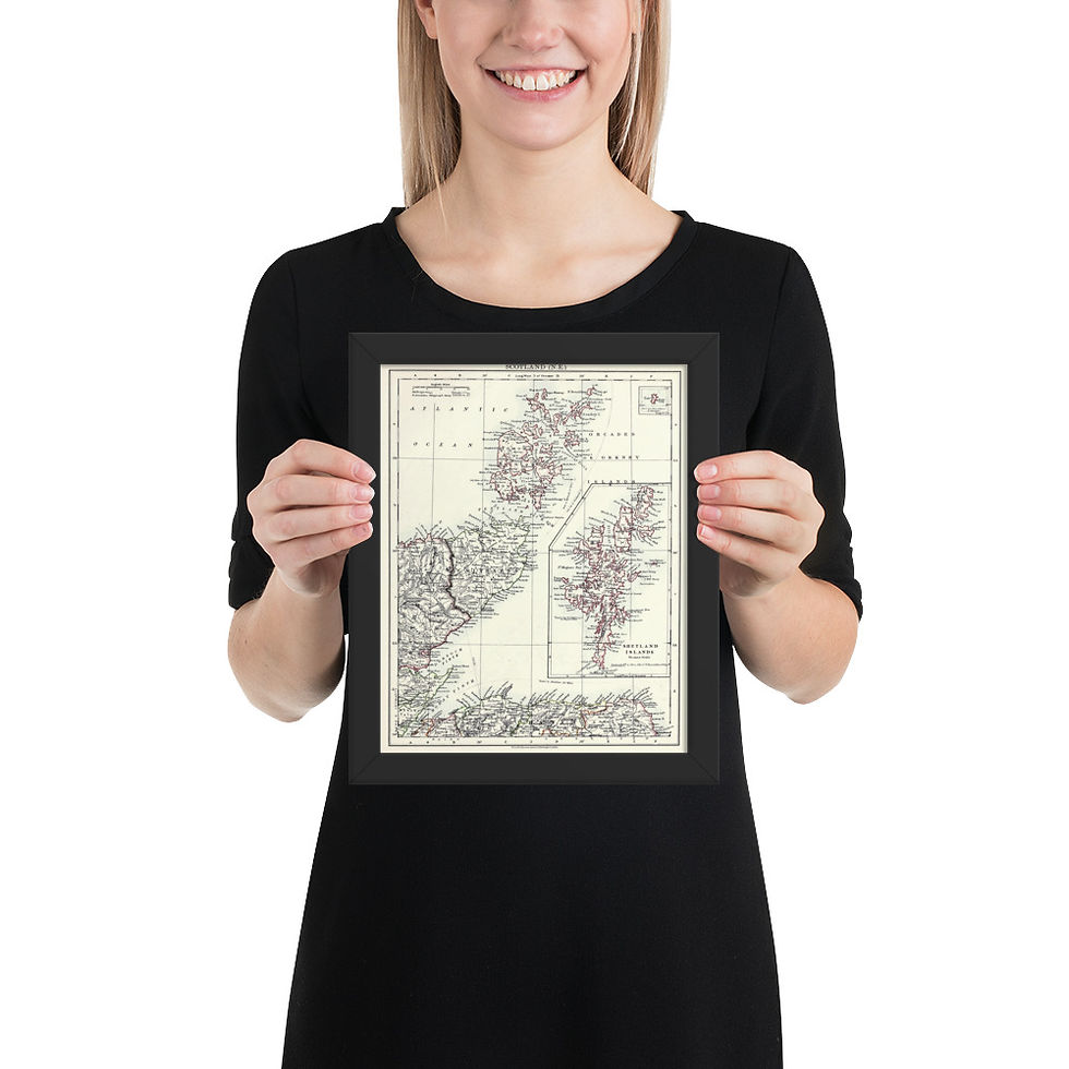 Thumbnail: North East Scotland Antique Framed map