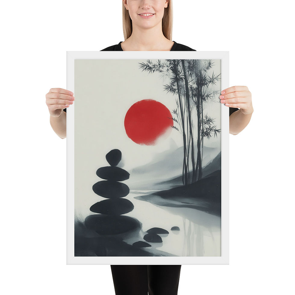 Thumbnail: Japandi Landscape with a Red Sun