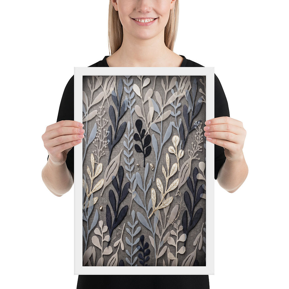 Thumbnail: Woven Stems and Leaves Framed Botanical Mega Print