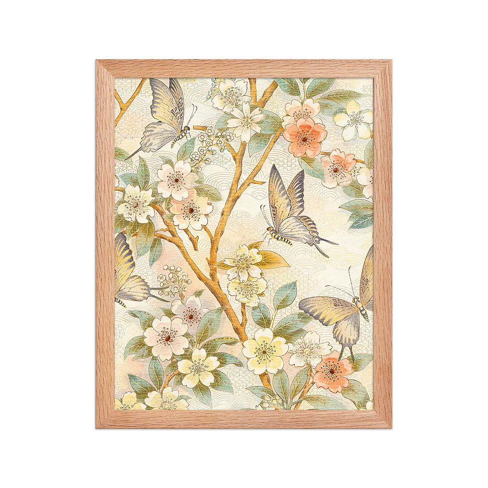 Thumbnail: Butterflies and Flowers Minimalist Art Print