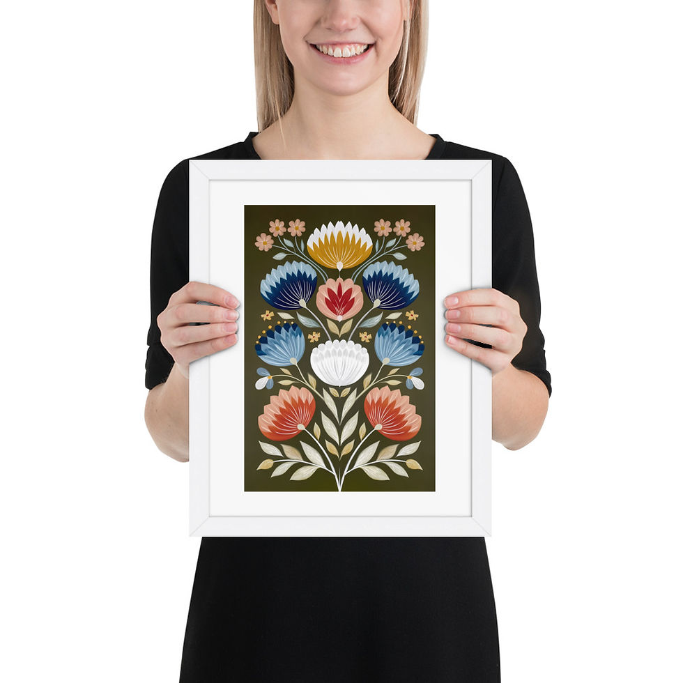 Thumbnail: Scandinavian Folk Botanical Wall Art - Modern Nature Aesthetics