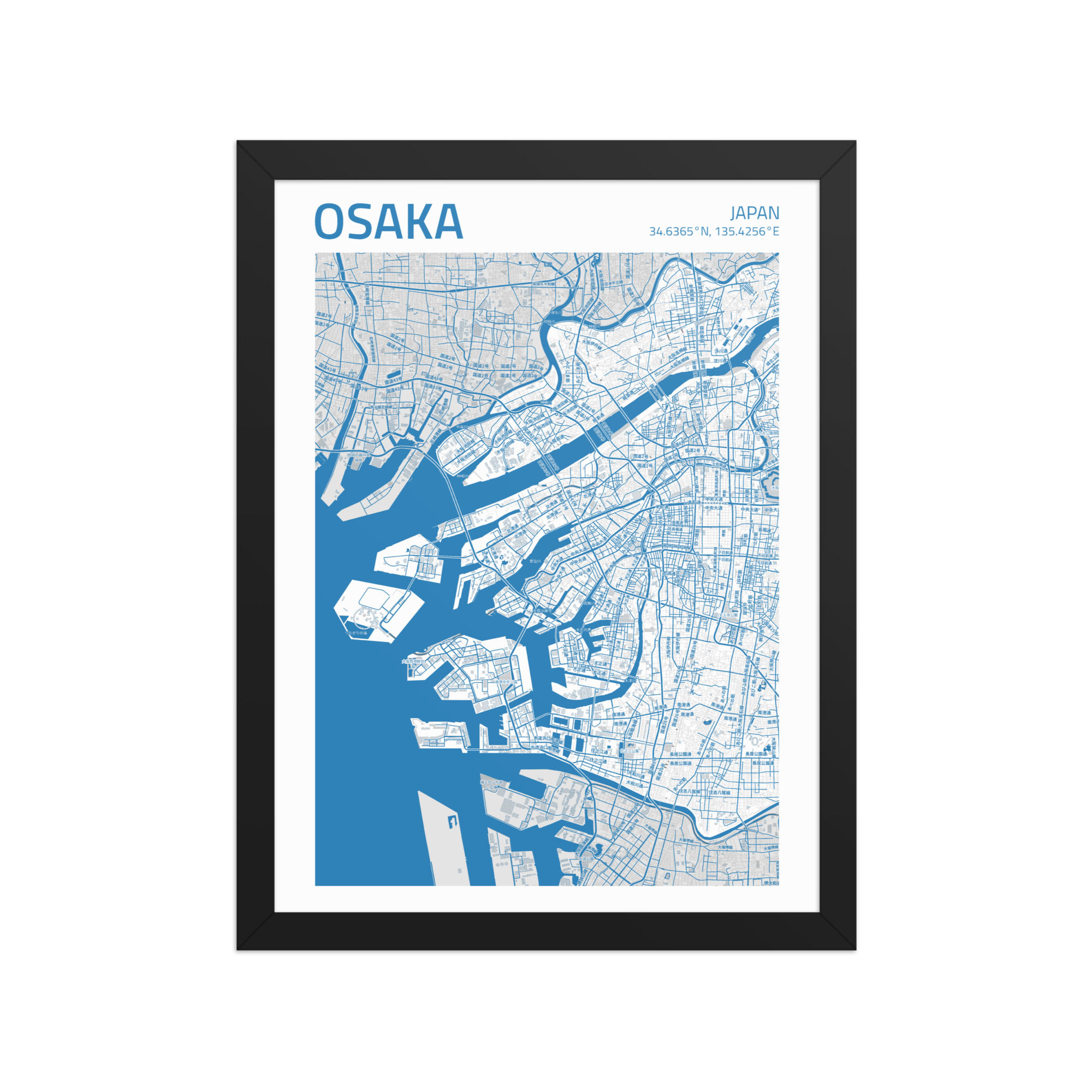 Osaka | Framed City Maps: Vibrant Art for Urban Decor Lovers