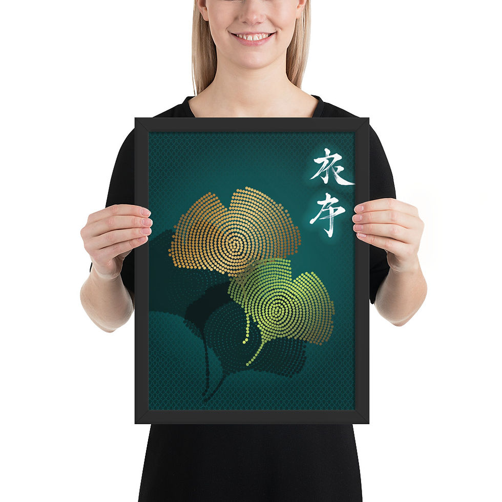 Thumbnail: Pointilist Ginkgo Leaves Nature Art Print