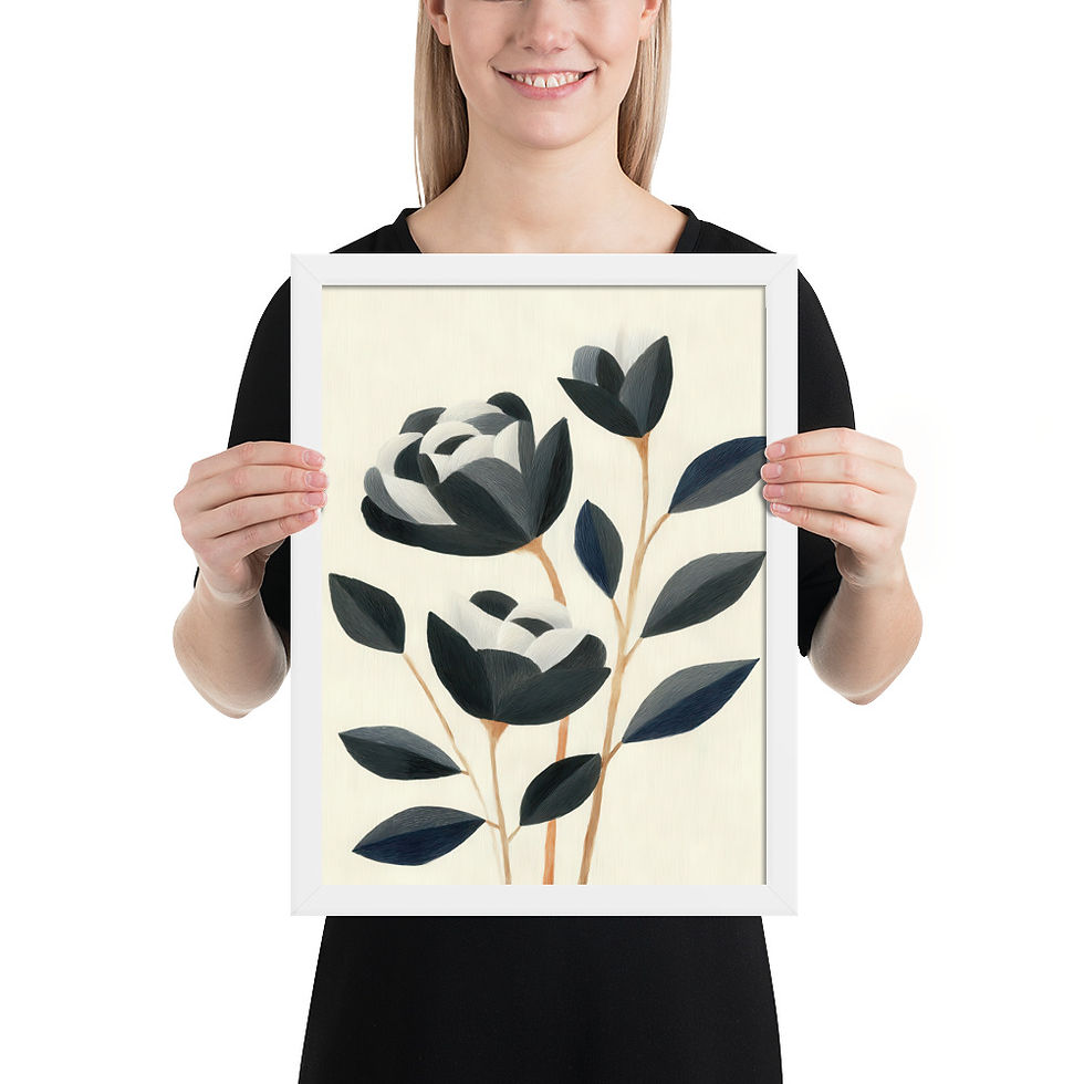 Thumbnail: Grey Roses Gouache Inspired Art Print 