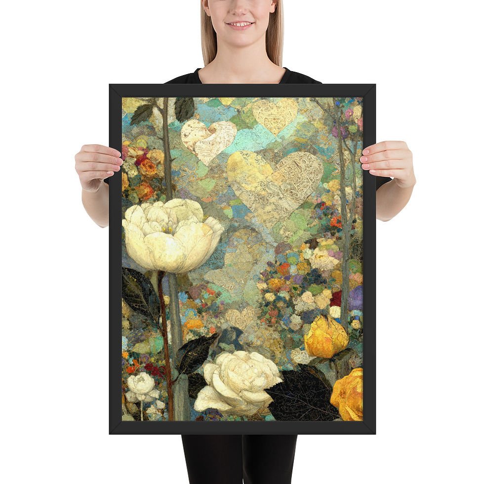 Thumbnail: Artistic Botanical Fusion - Framed Floral Print sage