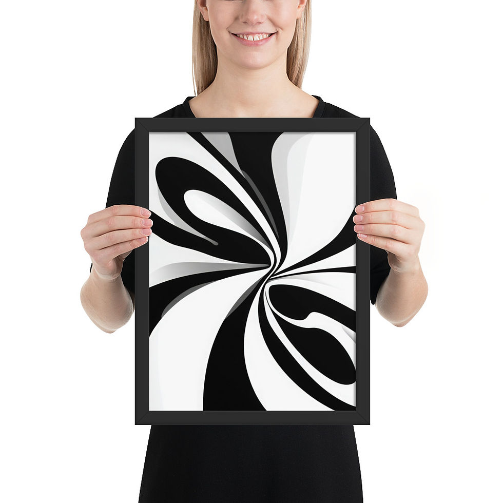 Thumbnail: Black & Beige Abstract Wall Art Print 