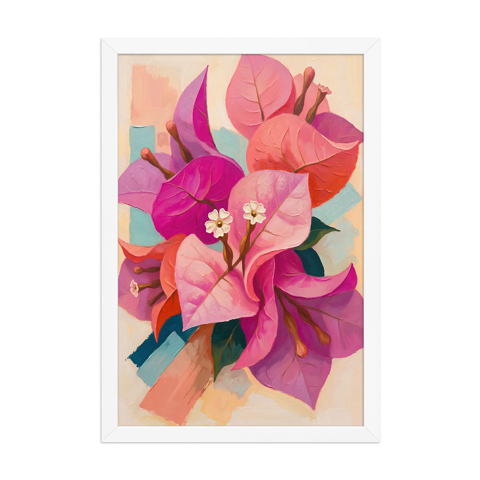 Thumbnail: Bougainvillea Flowers on Muted Yellow Framed Mega Art