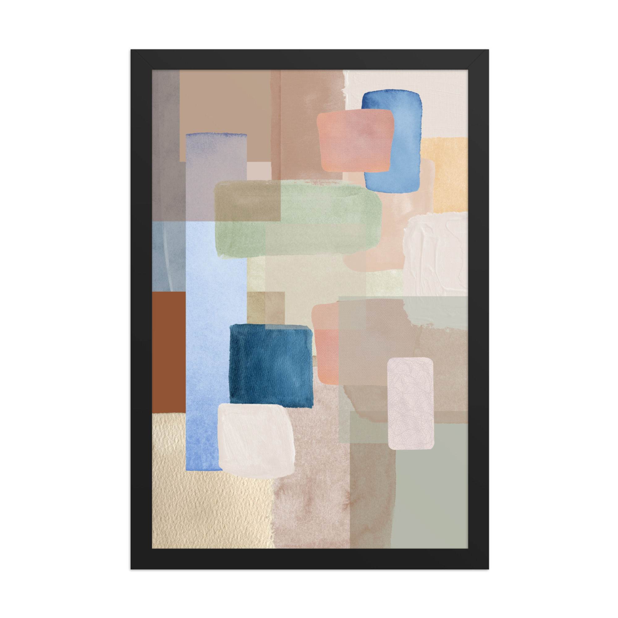 Collage Press Framed Art — Soft geometric patchwork