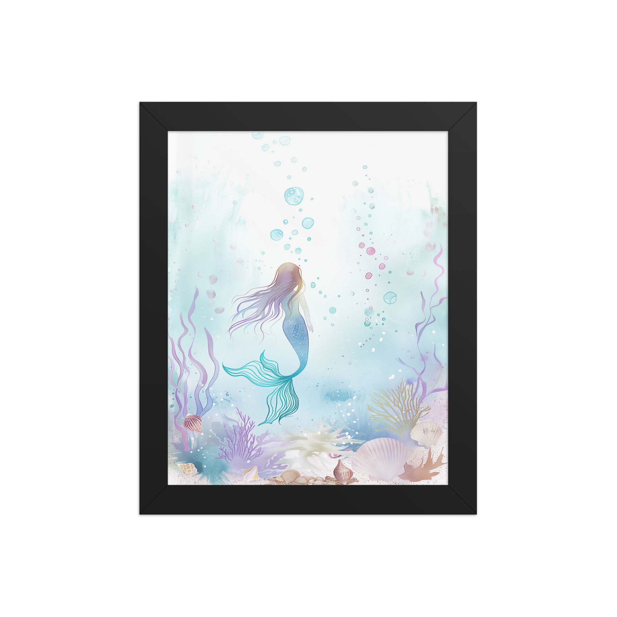 Mermaid | Whimsical Framed Nursery Prints for Kids' Rooms | Adorable Wall Art