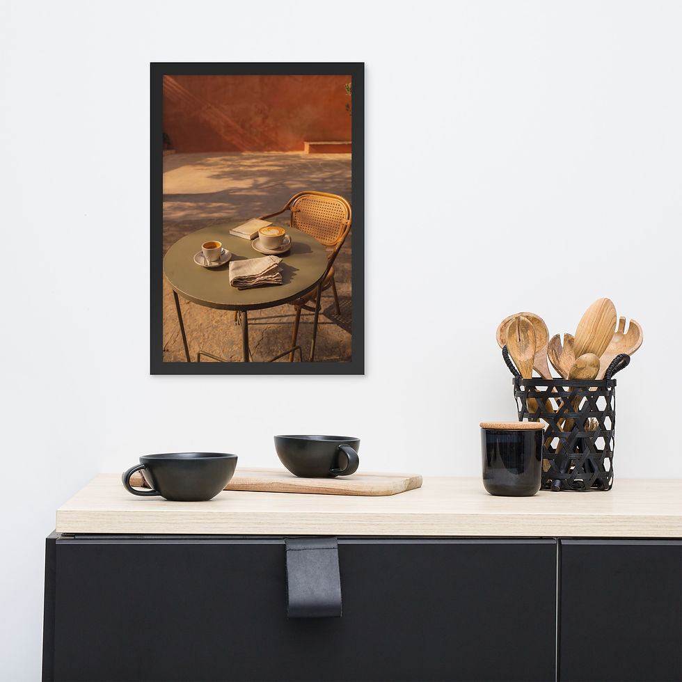 Thumbnail: Morning Light Café — Parisian Courtyard — Framed Oversized Print 