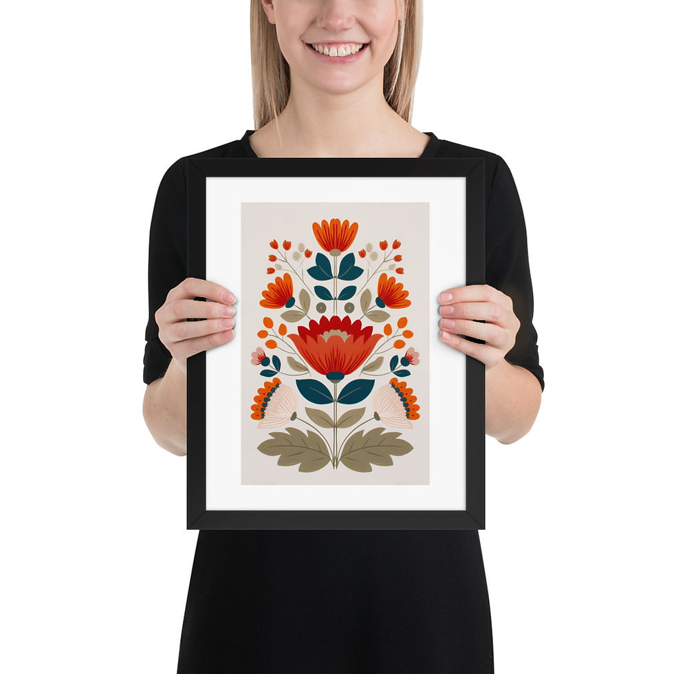 Thumbnail: Botanical Folk Wall Art - Scandinavian Charm for Your Space