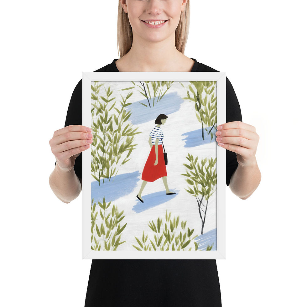 Thumbnail: Contemporary Gouache Wall Art - Framed Elegance
