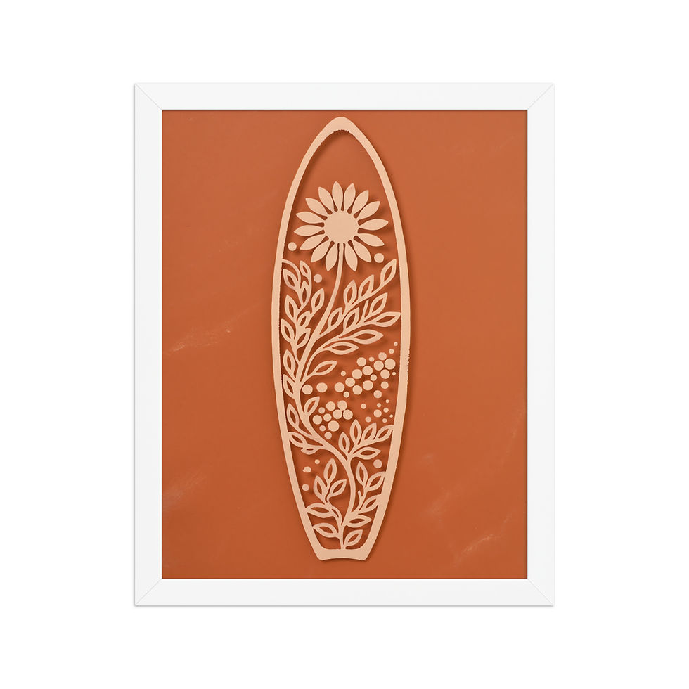 Thumbnail: Linocut Style Surfboard Art Print