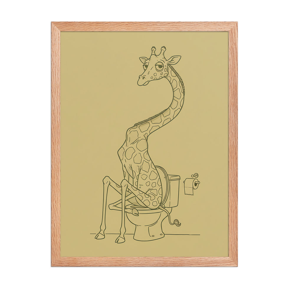 Thumbnail: Giraffe on the Toilet Quirky Art Print