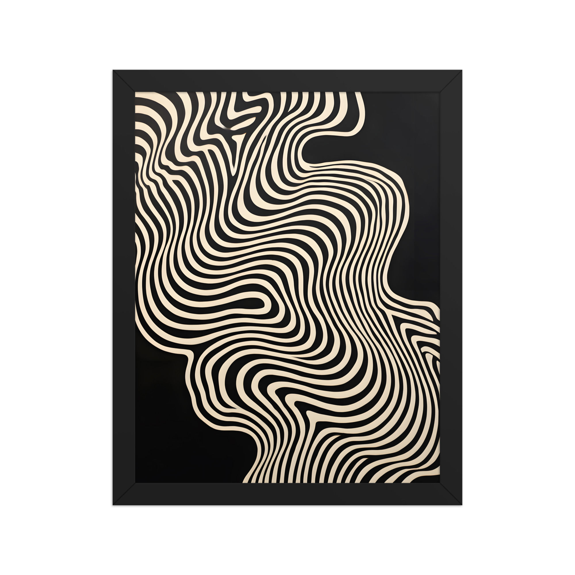 Abstract Waves Framed Neutral Print