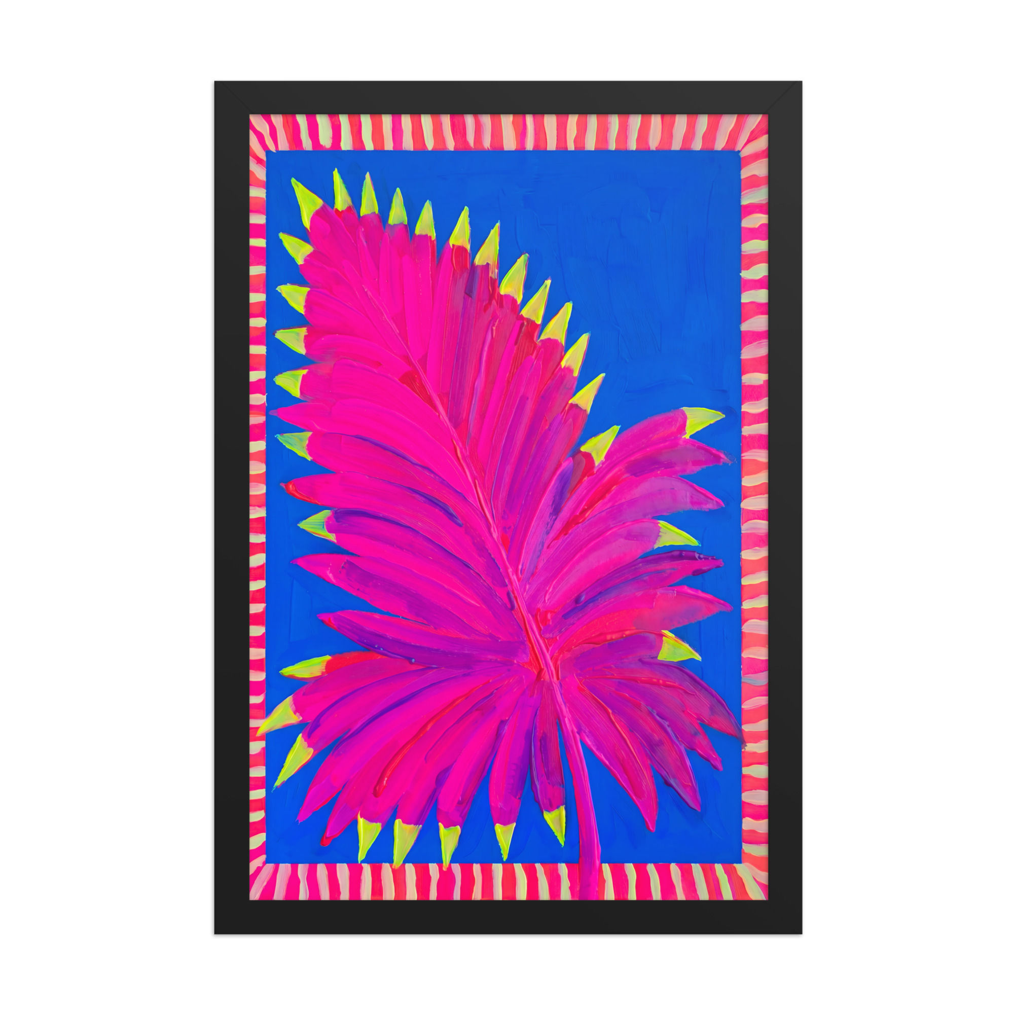 Abstract Eclectic Vibrant Palm Leaf Framed Mega Wall Art