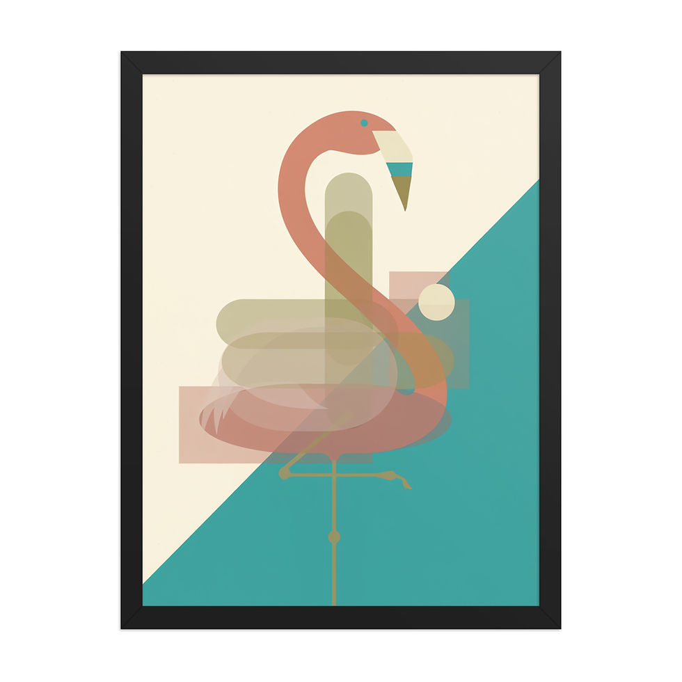Thumbnail: Abstract Flamingo in Mid-century Art Print