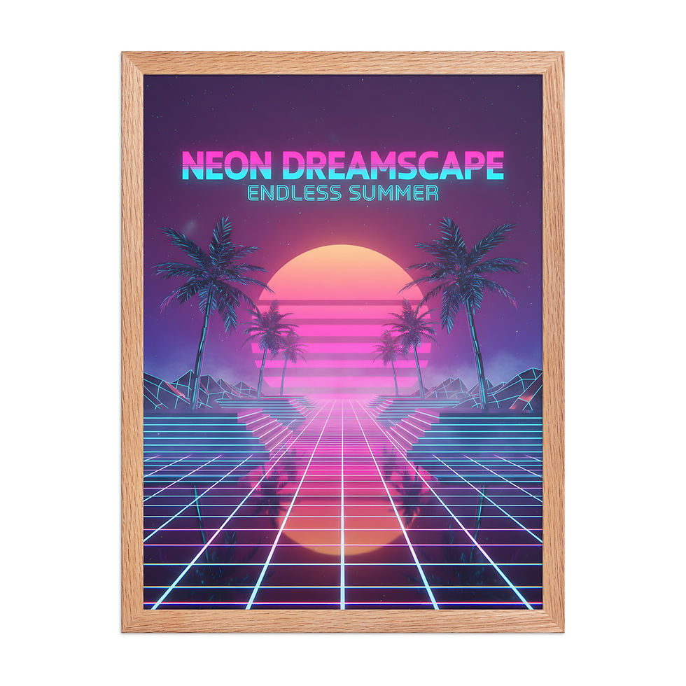 Thumbnail: Neon Dreamscape Retro 80s Wall Art