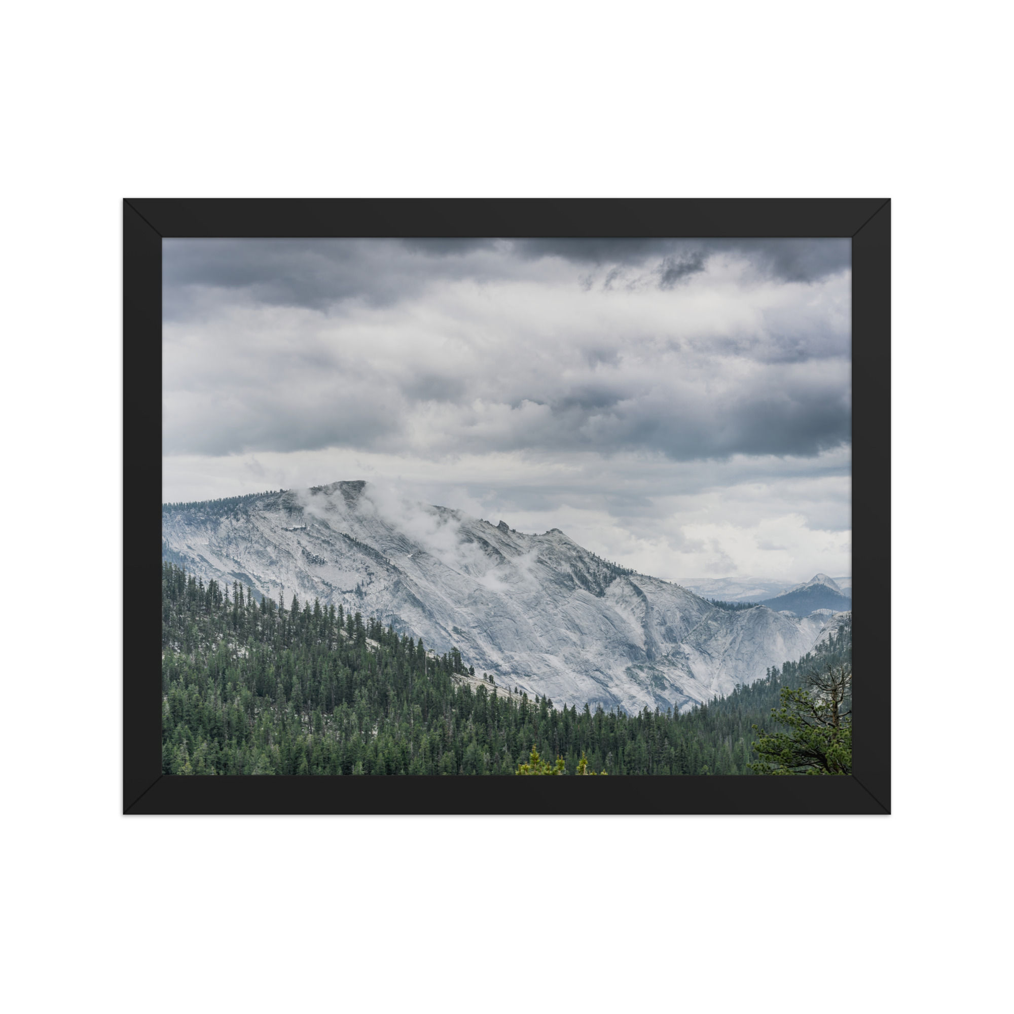 Misty Mountain Landscape Photo in Frame for Cozy Retreat
