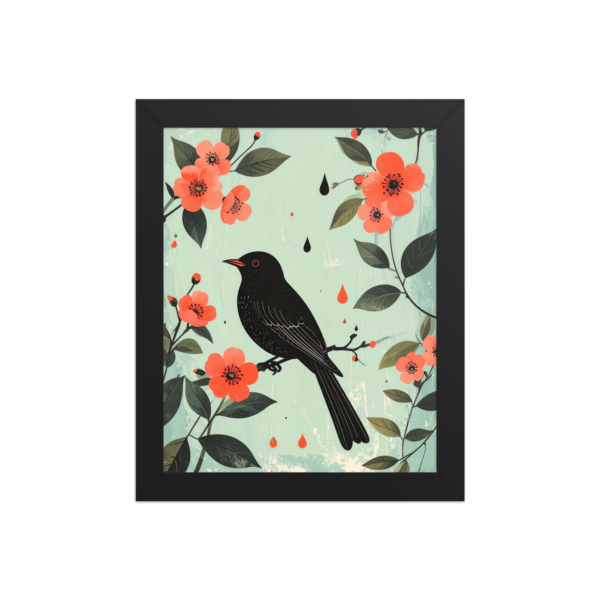 Flower Bird Framed Wall Art for Bedroom