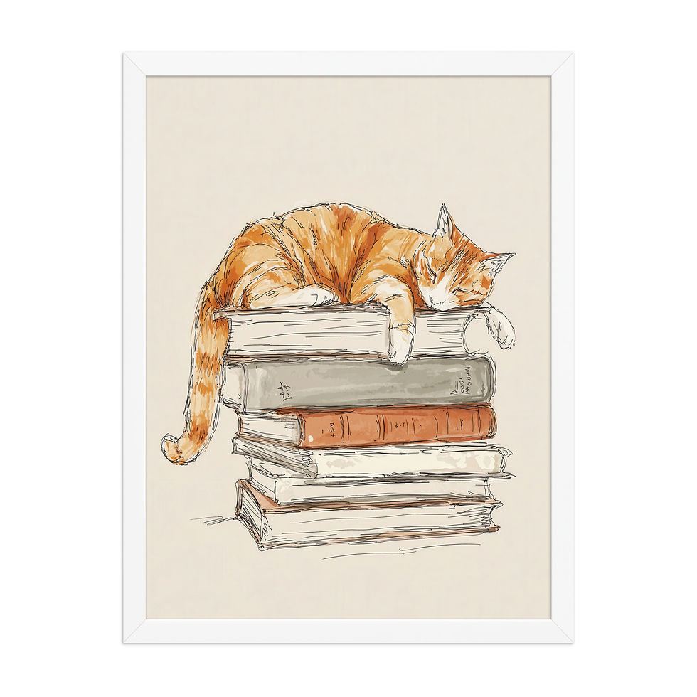 Thumbnail: Cat Sleeping on Books Reading Wall Art