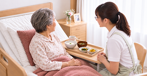 入居者に寄り添うスタッフの様子