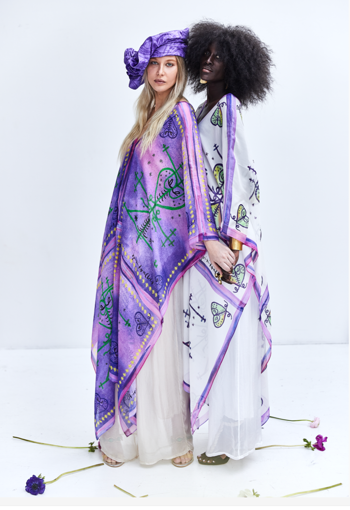 Thumbnail: GRAN BRIGIT Silk Chiffon Kaftan