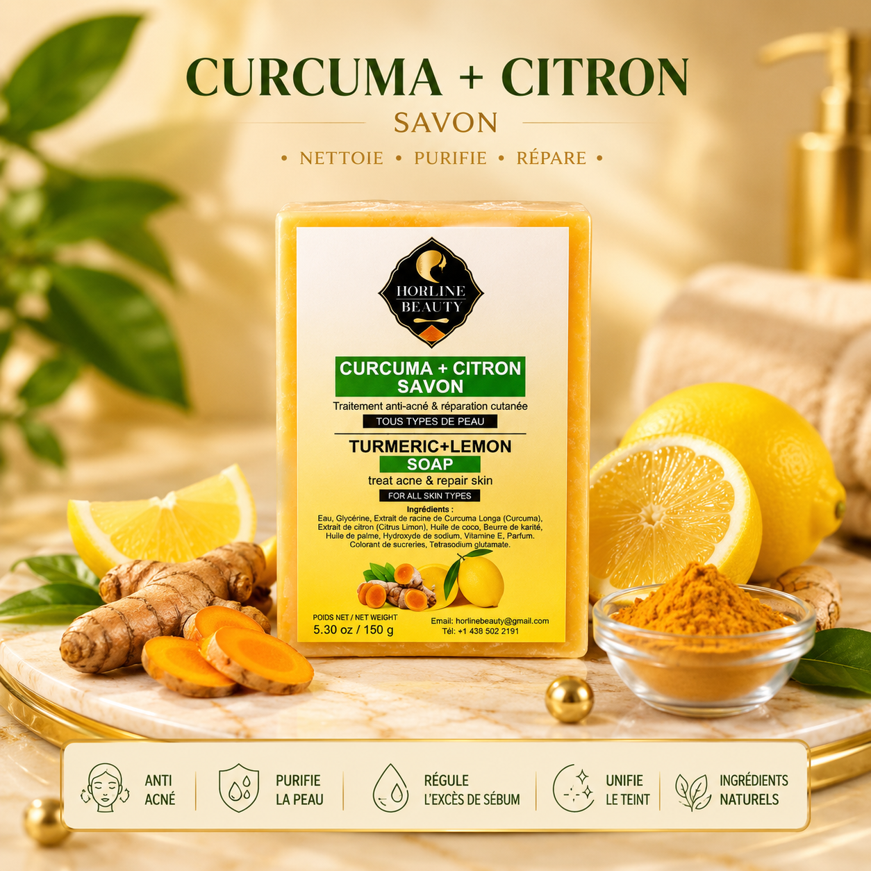 savon au curcuma et citron 🍋🟩🍋 corps et visage