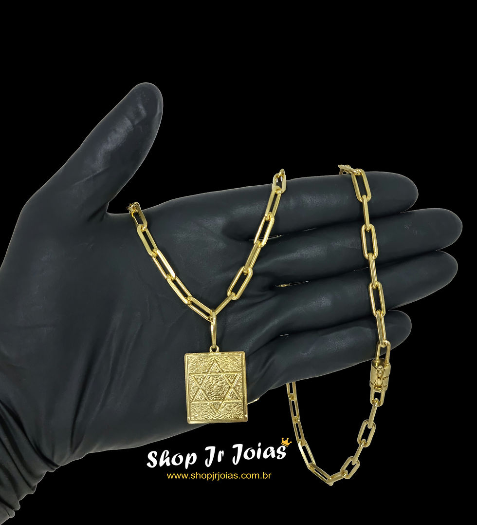 Corrente Moeda Antiga Cartier Quina Longa 6mm + Estrela Davi