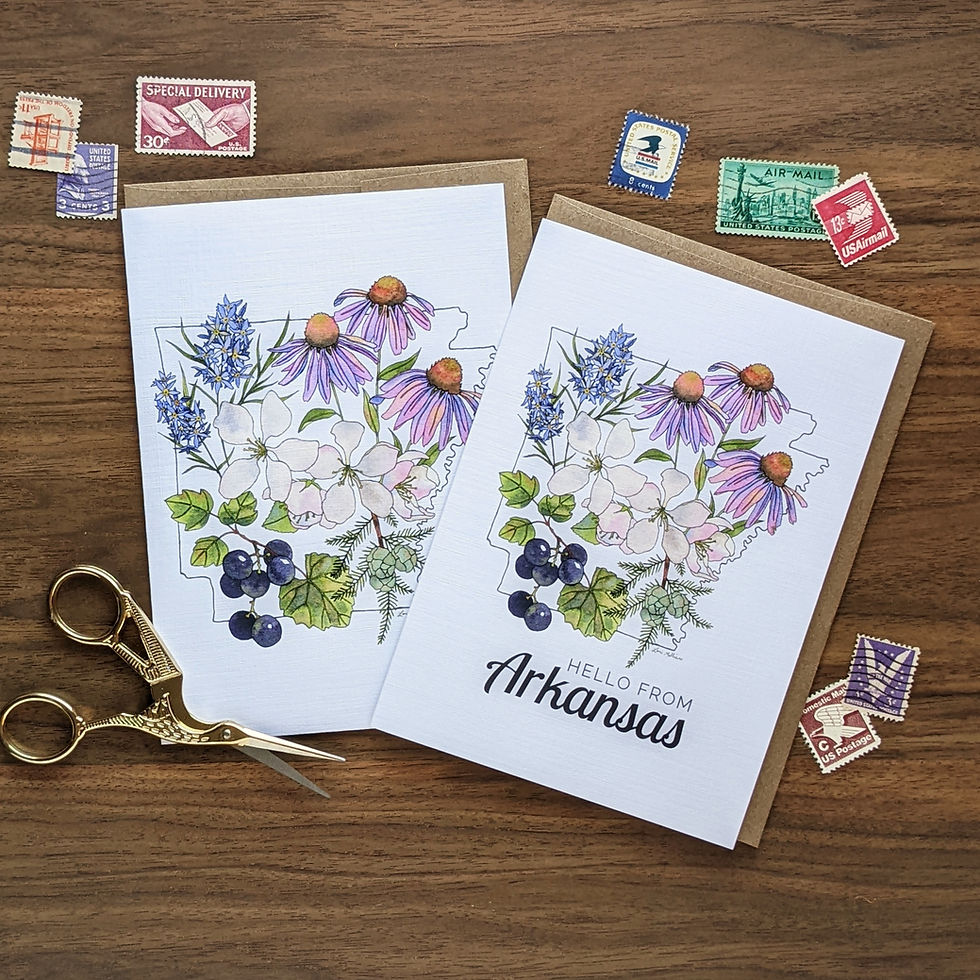 Thumbnail: Arkansas Watercolor Botanicals notecard set