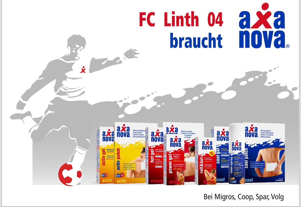 Sponsoring verlängert – FC Linth 04 und Axanova bleiben Partner.