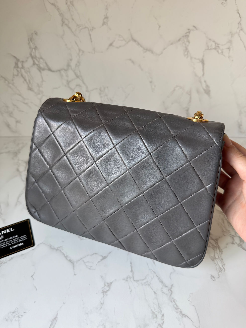 Thumbnail: Chanel Small Grey Bijoux Chain Flap in 24K GHW