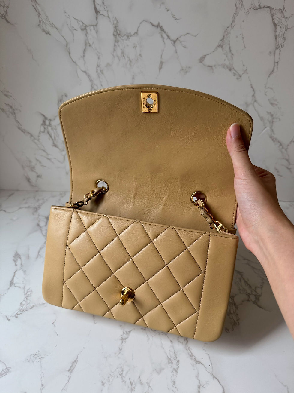 Thumbnail: Chanel Small Beige Diana in 24K GHW