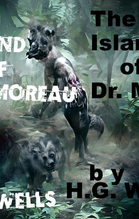 A.I. generated graphics with typography in photoshop Island of Dr. Moreau