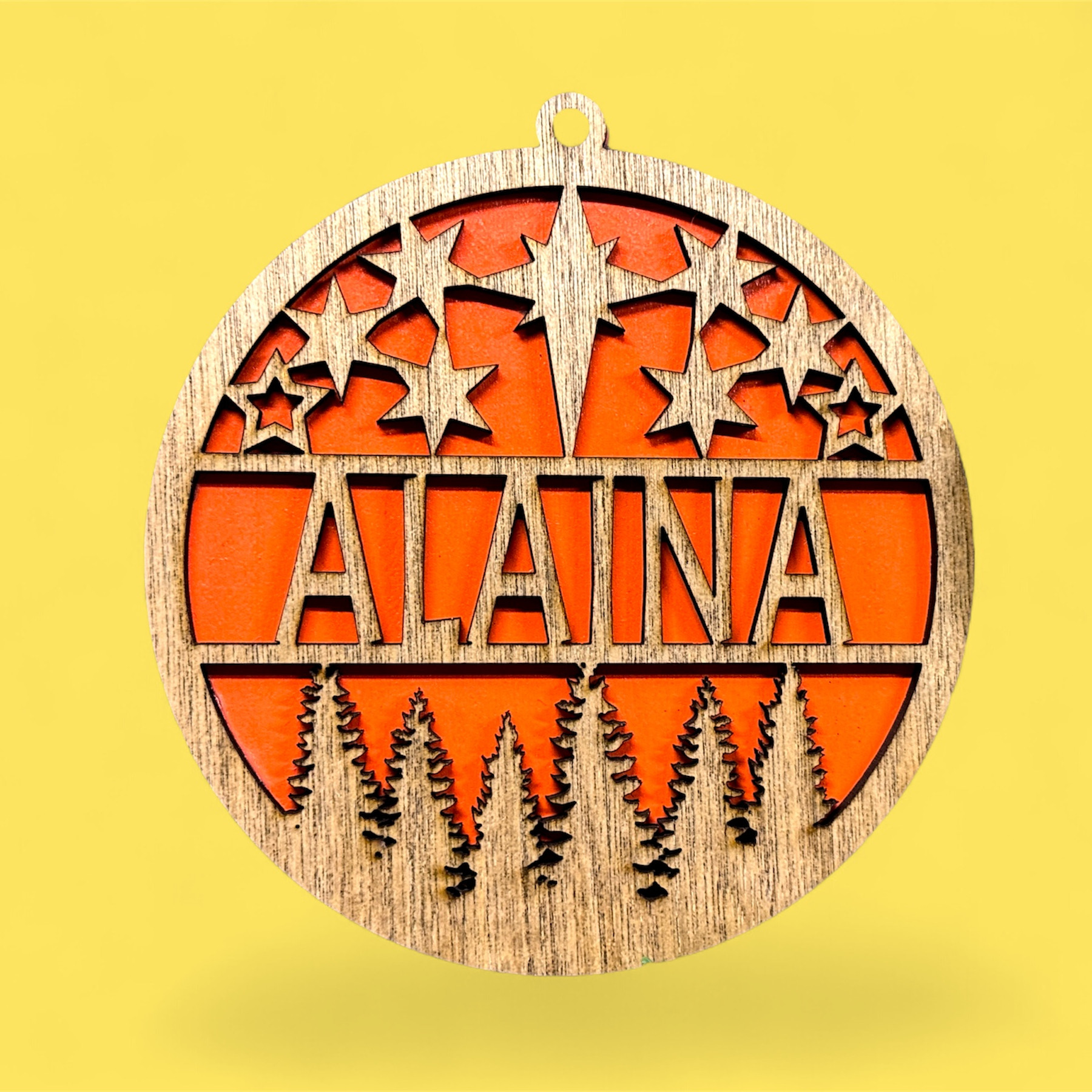 Personalized Christmas Ornament - Stars and Trees
