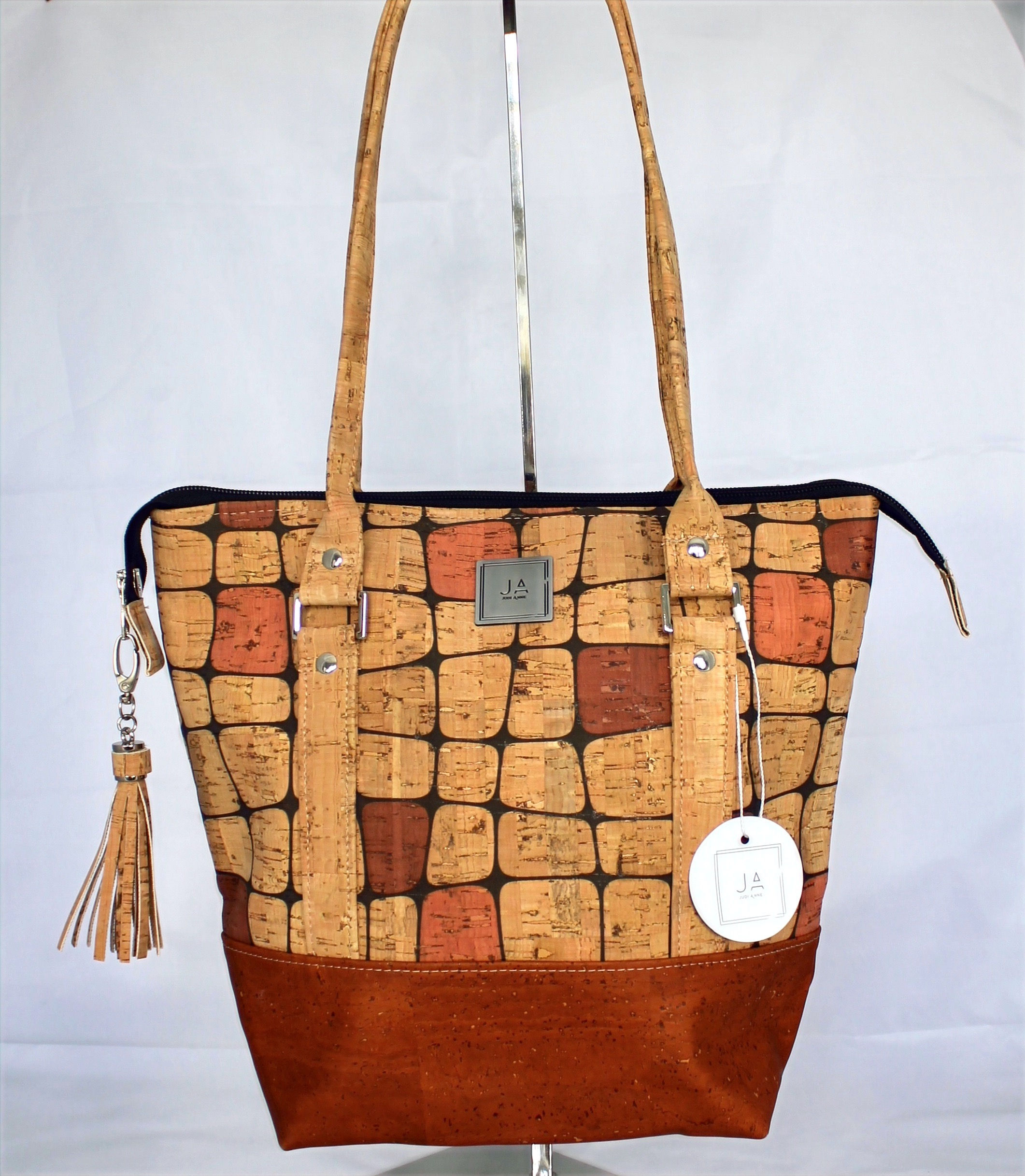 Shoulder Bag - Mod Natural Squares & Cinnamon