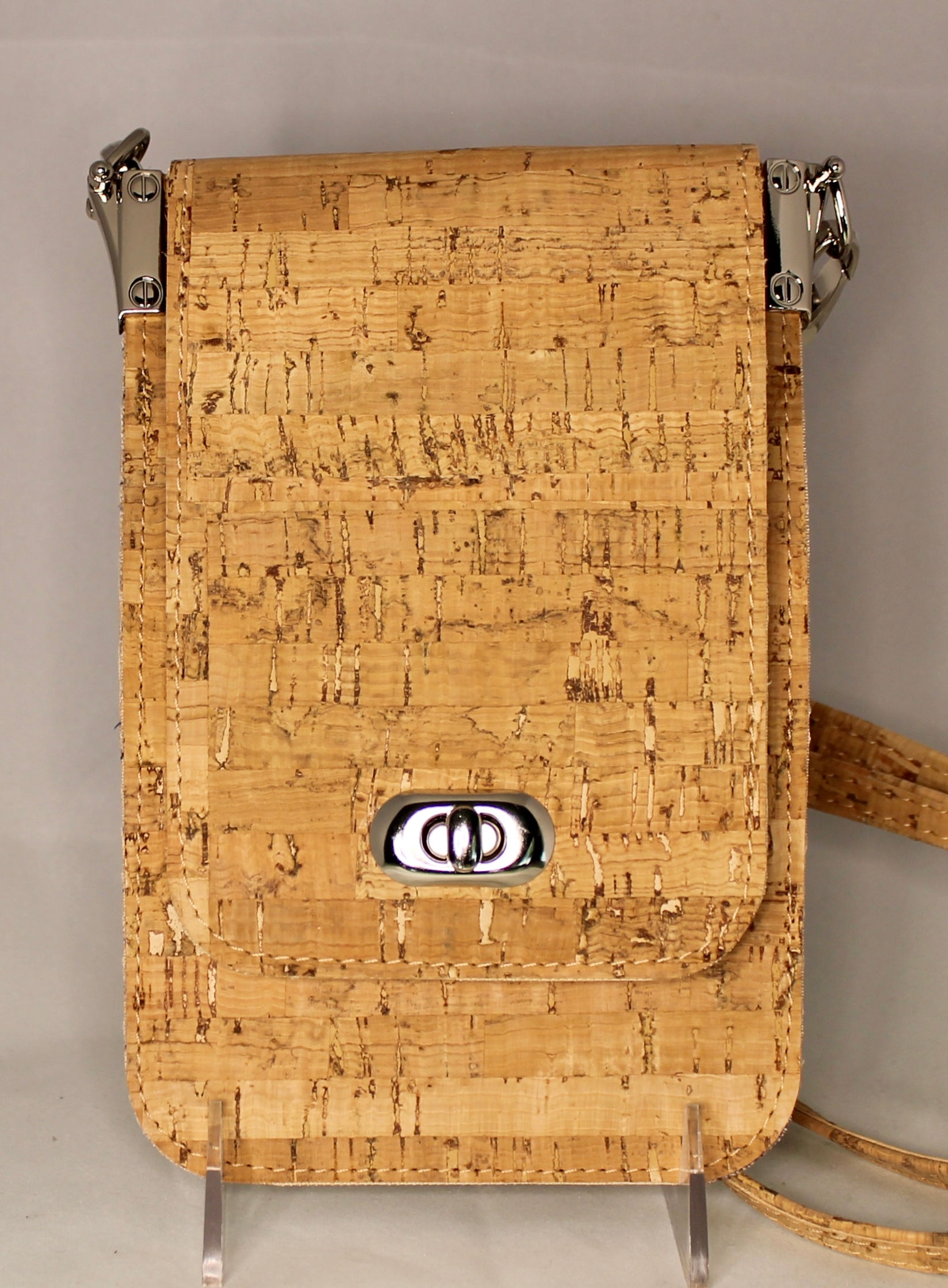 Cell Phone Cross Body Handbag - Natural