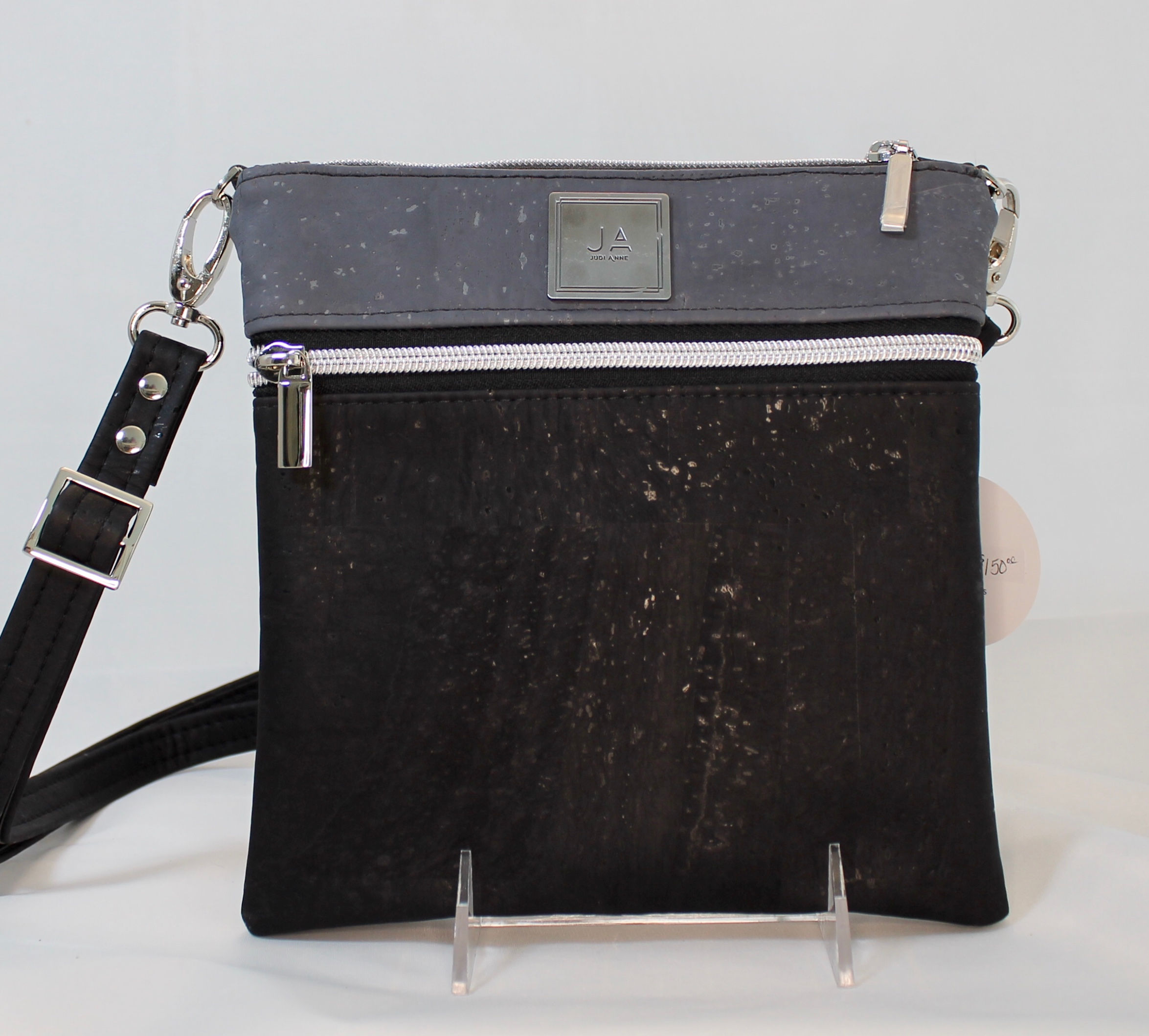 Multi-Zip Cross Body - Black & Charcoal Grey