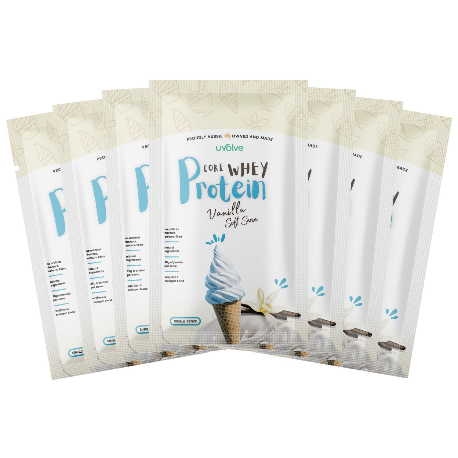 GrabNgo Core Whey Protein | Vanilla Soft Serve Satchets - 7pk by Uvolve