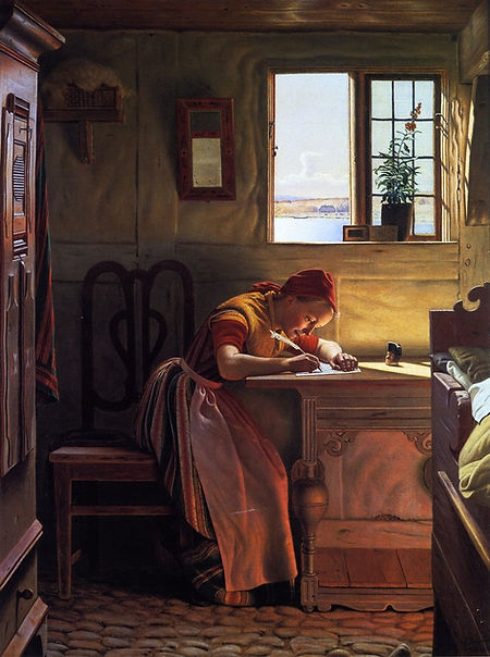 Dalsgaard. Mujer joven escribiendo (1871).jpg