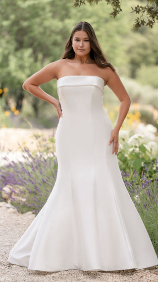 Strapless Mikado fit and flare plus size wedding dress