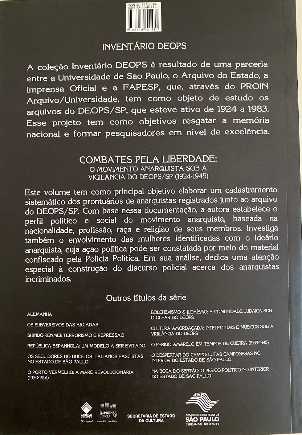 Miniatura: Combates pela liberdade: O movimento anarquista sob a Vigilância do DEOPS