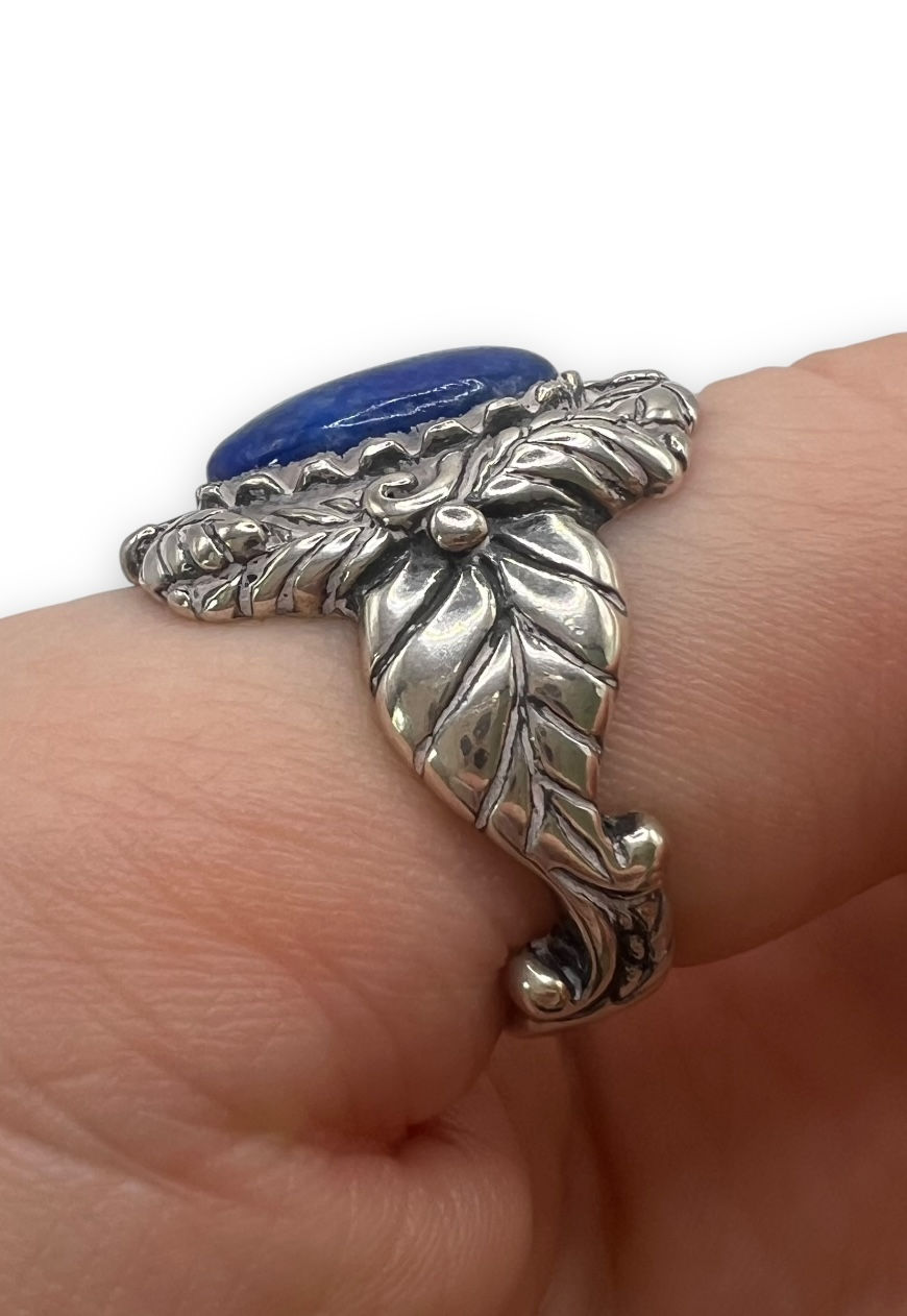 Thumbnail: VINTAGE CAROLYN POLLACK 925 STERLING SILVER RING BLUE LAPIZ LAZULI GEMSTONE