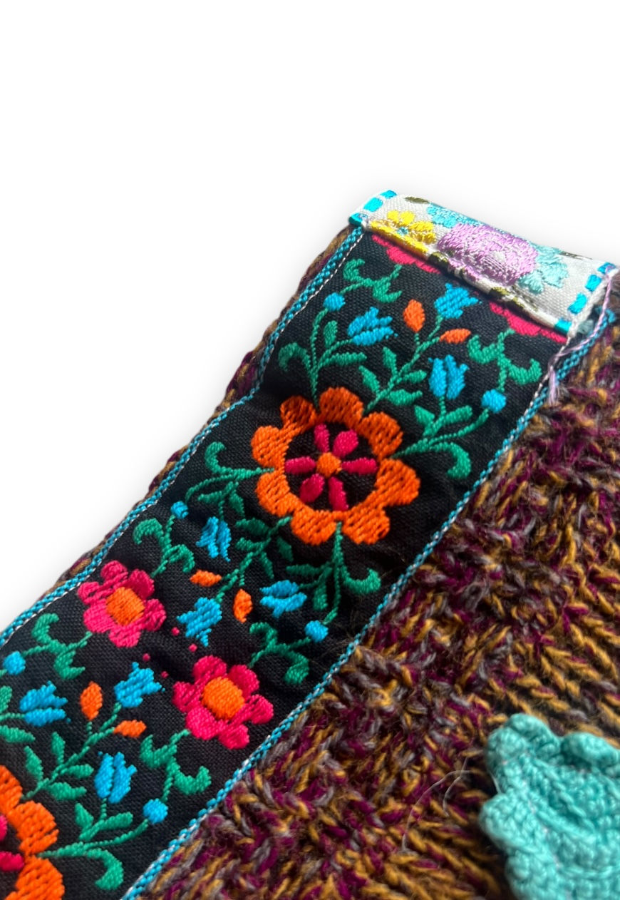 Thumbnail: VINTAGE STYLE BOHO KNIT BELTED CARDIGAN ROBE FLORAL 