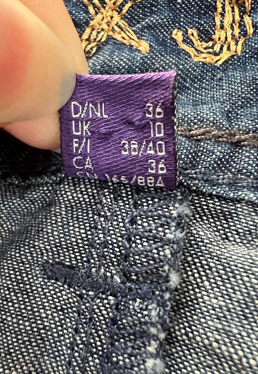 Thumbnail: VINTAGE 00s Y2K SKIRT BLUE LINEN COTTON MIX