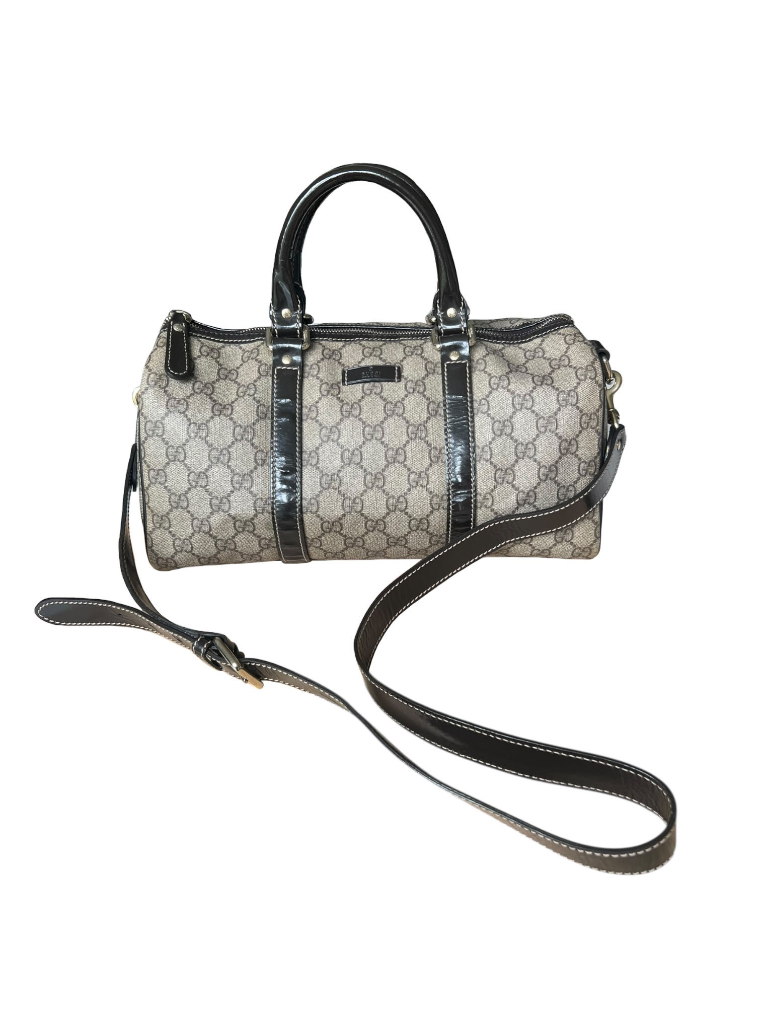 GUCCI BOSTON BAG WITH STRAP BEIGE BROWN