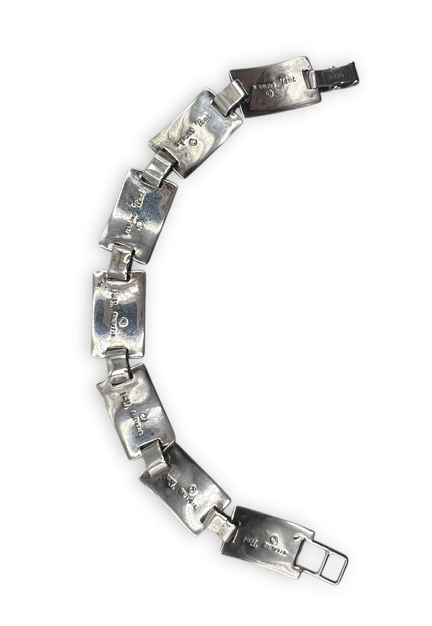 Thumbnail: TEME VINTAGE STERLING SILVER BRACELET WITH TURQUOISE GEMSTONE - NAVAJO