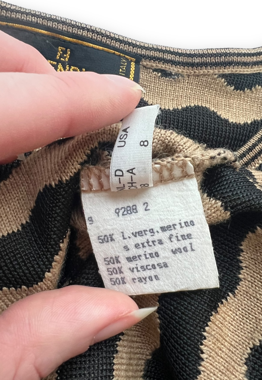 Thumbnail: VINTAGE FENDI TOP CROP KNIT JUMPER BEIGE BROWN BLACK
